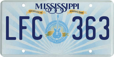 MS license plate LFC363