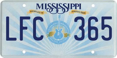 MS license plate LFC365