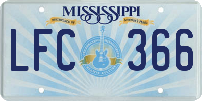 MS license plate LFC366