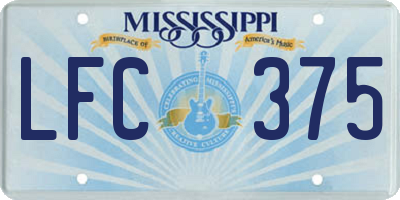 MS license plate LFC375
