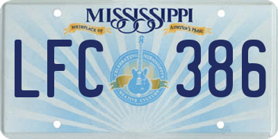 MS license plate LFC386
