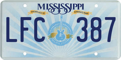 MS license plate LFC387