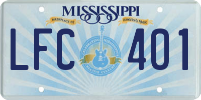 MS license plate LFC401