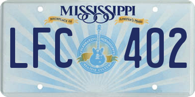 MS license plate LFC402