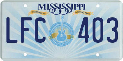 MS license plate LFC403