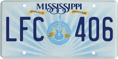 MS license plate LFC406