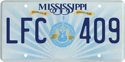 MS license plate LFC409