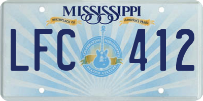 MS license plate LFC412