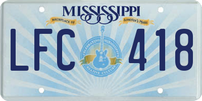 MS license plate LFC418