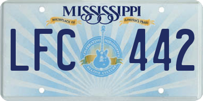 MS license plate LFC442