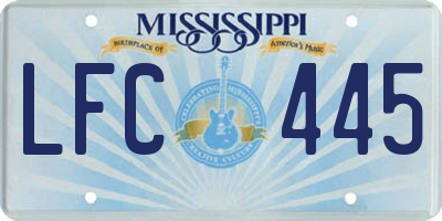 MS license plate LFC445