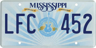 MS license plate LFC452