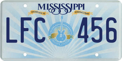 MS license plate LFC456