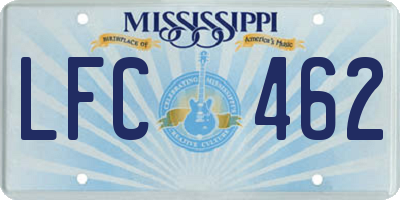 MS license plate LFC462