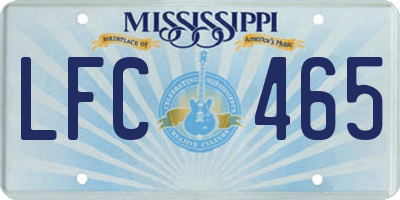 MS license plate LFC465