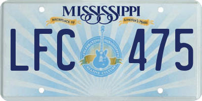 MS license plate LFC475