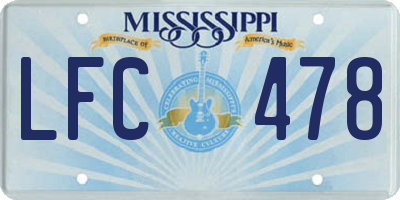 MS license plate LFC478