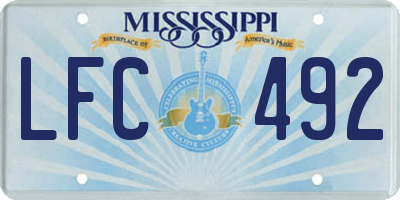 MS license plate LFC492