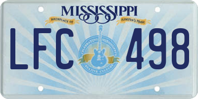 MS license plate LFC498