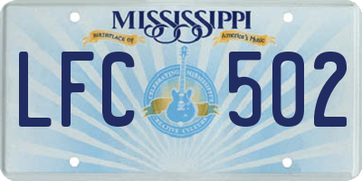 MS license plate LFC502