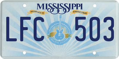 MS license plate LFC503