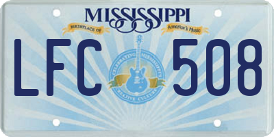 MS license plate LFC508