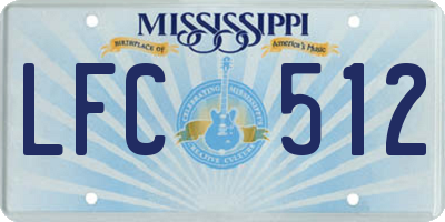 MS license plate LFC512