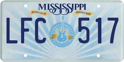 MS license plate LFC517