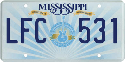 MS license plate LFC531
