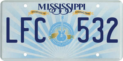 MS license plate LFC532