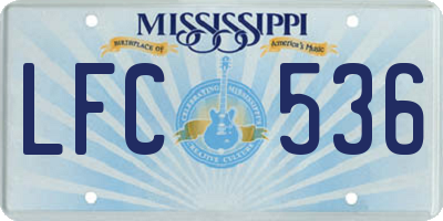 MS license plate LFC536