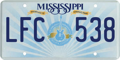 MS license plate LFC538