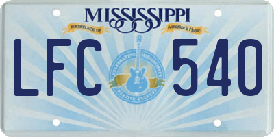 MS license plate LFC540
