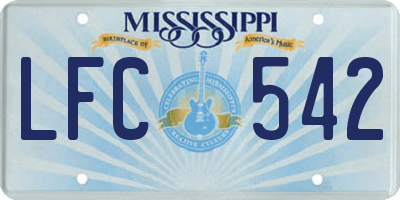 MS license plate LFC542