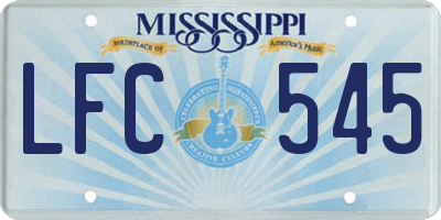 MS license plate LFC545
