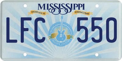 MS license plate LFC550