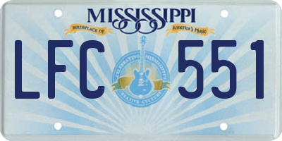 MS license plate LFC551