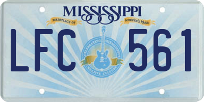 MS license plate LFC561