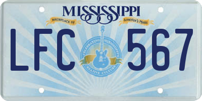 MS license plate LFC567