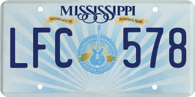 MS license plate LFC578