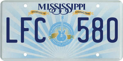 MS license plate LFC580