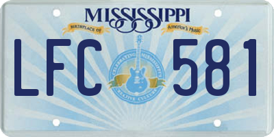 MS license plate LFC581