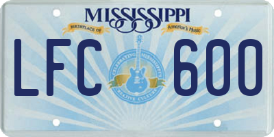 MS license plate LFC600