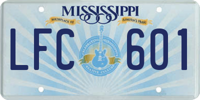 MS license plate LFC601