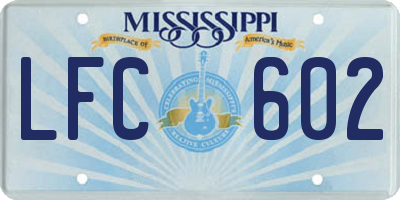 MS license plate LFC602