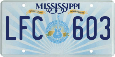 MS license plate LFC603