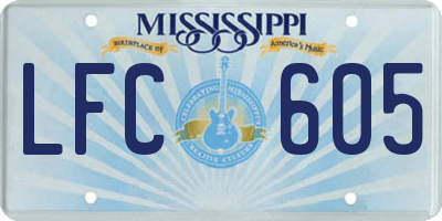 MS license plate LFC605