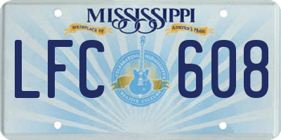 MS license plate LFC608