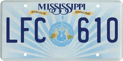 MS license plate LFC610