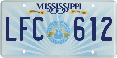 MS license plate LFC612